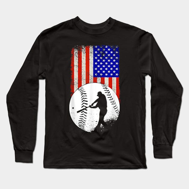 Baseball Team Gift Patriotic USA 4th of July Long Sleeve T-Shirt by credittee